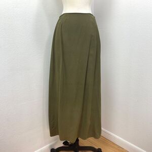 Vintage 90s DKNY Forest Green Maxi Silk Skirt Size 4 Quiet Luxury Boho Revival